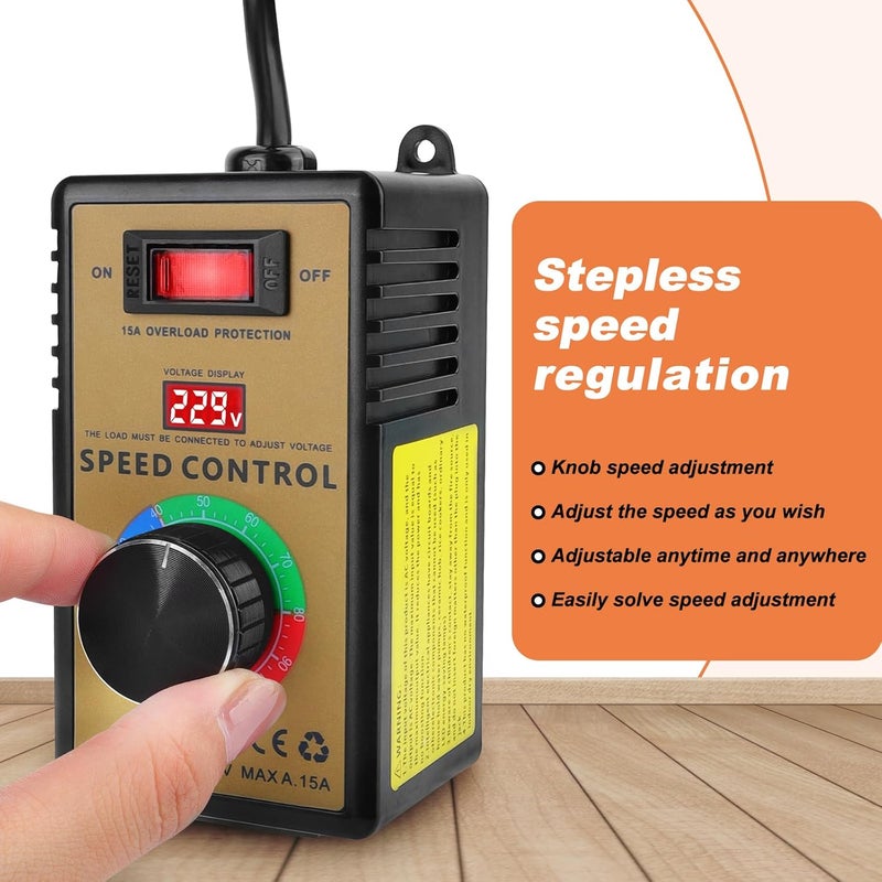 MakerHawk Fan AC Motor Speed Controller - 120V 15A 4000W Variable Speed Electric Motor Control Voltage Regulator with Overload Protection Switch - Image 2